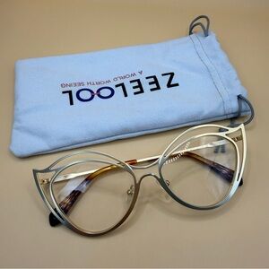 Zeelool Golden Cat Eye Glasses Frames, No prescription